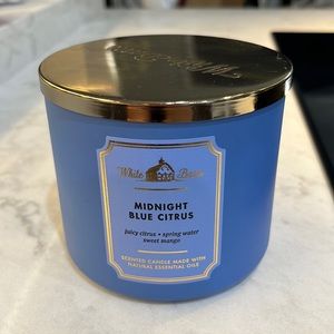 NWOT White Barn 3 Wick Candle midnight Blue Citrus